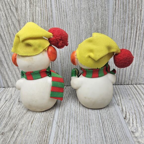 Vintage‎ Christmas Snowman Plastic Figurines Set of 2 Figurines Holiday Decor - Picture 2 of 4